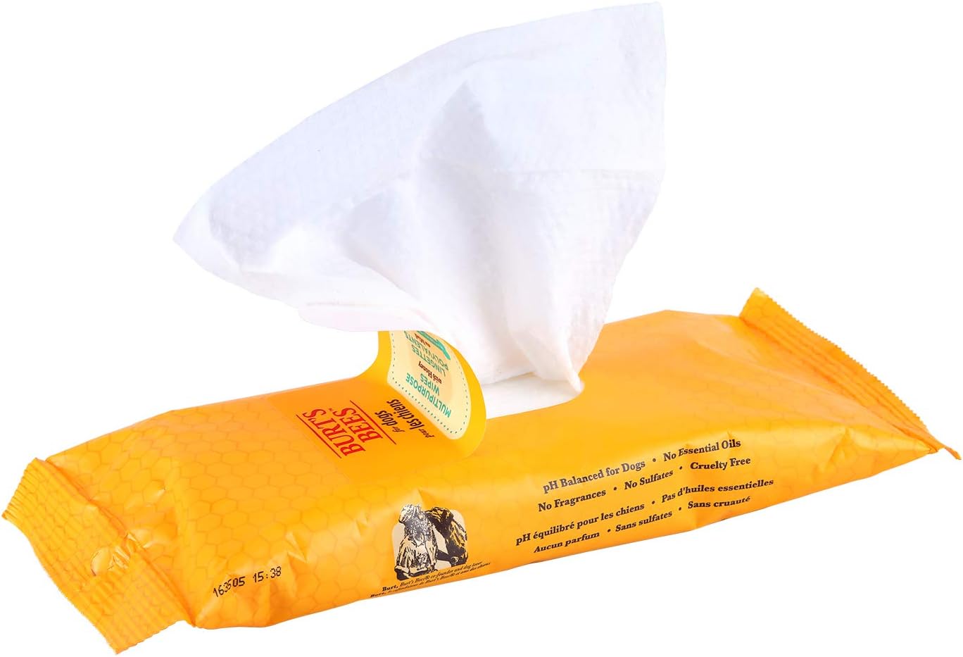 Burts Bees for Pets Honey Multipurpose Dog Grooming Wipes, 50 Count, 3-Pack | Honey Formula, Hypoallergenic Spot-Cleaning, Ph Balanced, Paws Face and Butt