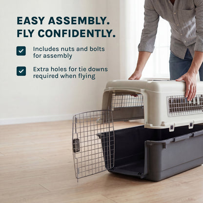 Airline Approved Plastic Dog Kennel with Wheels, Large