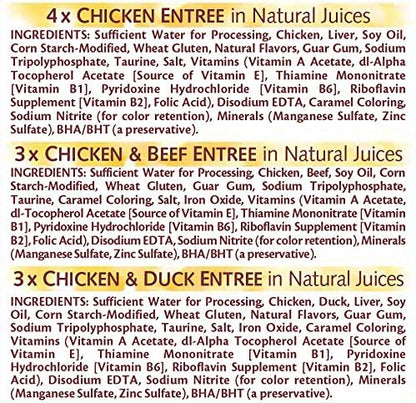 Purrfectly Chicken Wet Cat Food, Variety Pack, 10 Count, 4 Pack | Chicken, Chicken & Beef & Duck Varieties, Flavor-Lock Pouches Seal in Juices, 9% Crude Protein, Pack of 4