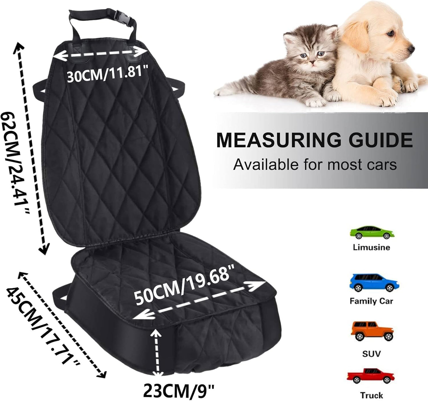 Dog Seat Cover Cars Trucks Suvs, Thick 600D Heavy Duty Pets Car Seat Cover, Waterproof & Wear-Resistant Durable Nonslip Backing & Hammock Convertible, Black, 2 Pack | Thick 600D Oxford, Heavy Duty, Waterproof & Wear-Resistant, Durable Nonslip Backing Pet Car Seat Cover