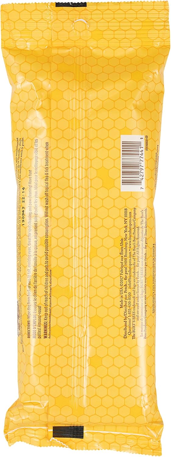 Burts Bees for Pets Honey Multipurpose Dog Grooming Wipes, 50 Count, 3-Pack | Honey Formula, Hypoallergenic Spot-Cleaning, Ph Balanced, Paws Face and Butt