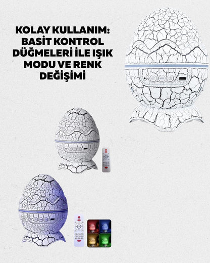 Dinozor Yumurtası Galaksi Projektör 4’ü 1 Arada – Bluetooth Hoparlörlü Gece Lambası