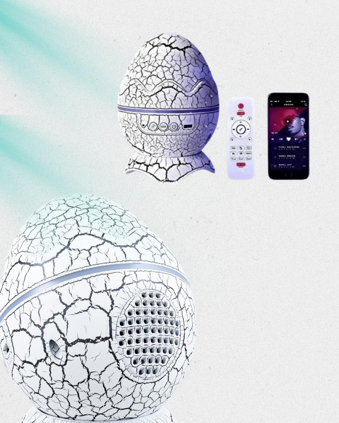 Dinozor Yumurtası Galaksi Projektör 4’ü 1 Arada – Bluetooth Hoparlörlü Gece Lambası